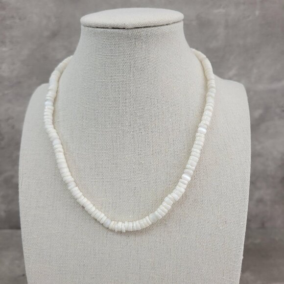 Vintage Heishi Shell Bead Necklace 7 Inch Surfer Beach Boho Jewelry - Picture 1 of 9